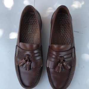 Men Hush Puppies Loafer Size 10 1/2 Leather Brown